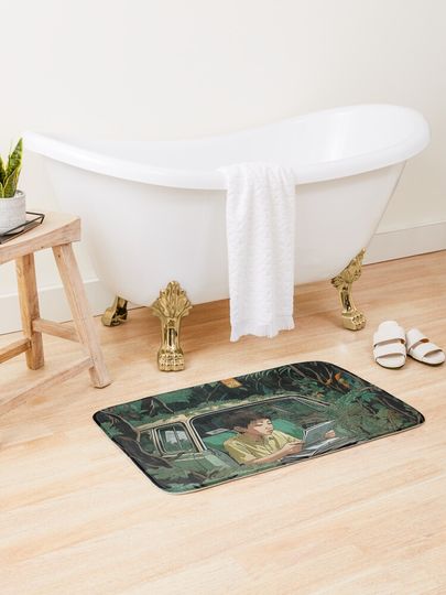 Discover Ukiyo boy studing in calm peace over car in jungle | Bath Mat