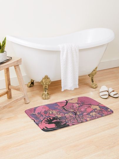 Discover Genoa Map Pattern in Purple & Pink | Bath Mat