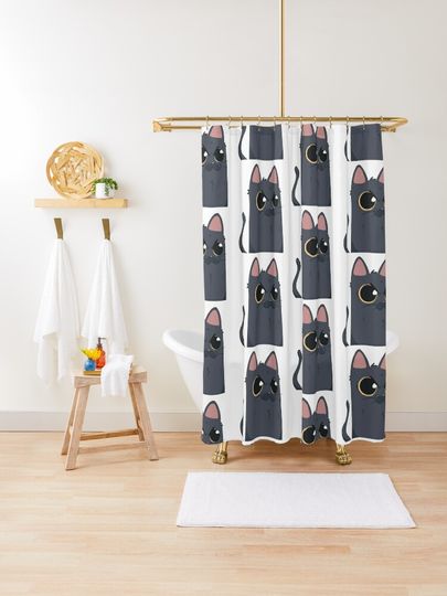 Discover Black Cat Angy | Shower Curtain