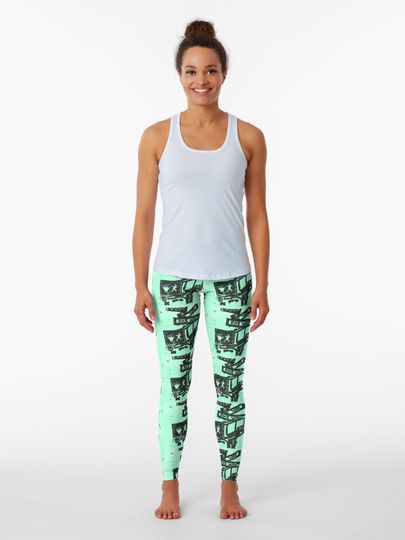 Discover black and aqua street signs | Leggings