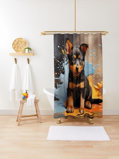 Discover Australian Kelpie Puppy Portrait | Shower Curtain