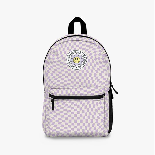 Discover Be Kind - Purple Checkered Backpack