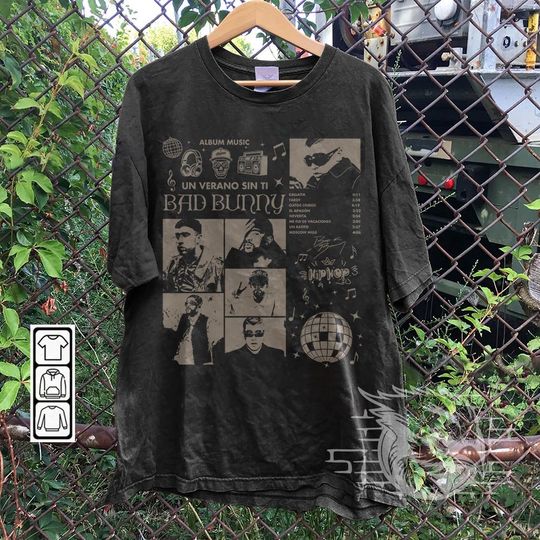 Discover Bad Bunny Rap Shirt, Un Verano Sin Ti Album 90s Y2K Merch