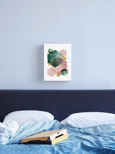 Discover Emerald Green and Pink Geo No 1 | Canvas Print