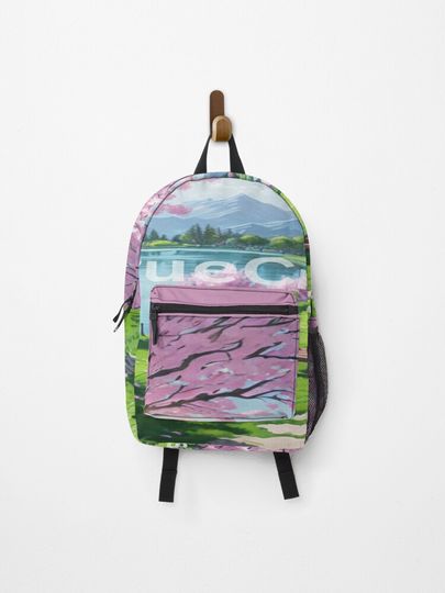 Discover Petals of Tranquility: A Symphony in Pink Sticker | Backpack