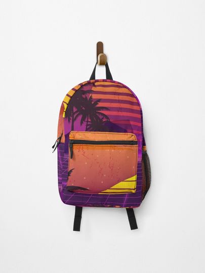 Discover 80&apos;s Palm Trees Sunset Vaporwave | Backpack