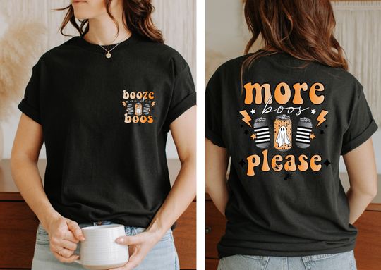 Discover Booze And Boos Shirt, 2 Side Halloween Shirt