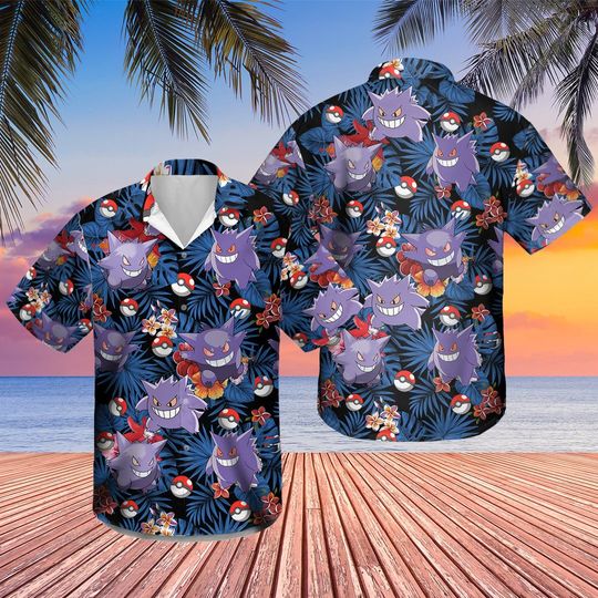 Discover Gengar Ghost Hawaiian Shirt, Gengar Ghost Birthday Shirt
