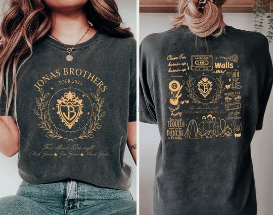 Discover Jonas Brothers Double Sided Shirt, Five Albums One Night Tour, The Albums