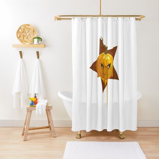 Discover Halloween scary evil Pumkin funny pumkin head Shower Curtain
