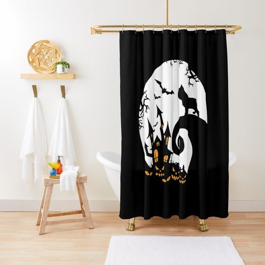 Discover Scary French Bulldog Halloween Costume Pumkin Moon S  Shower Curtain