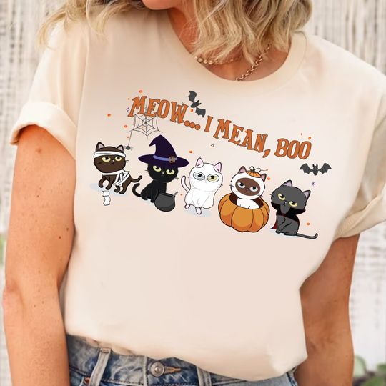 Discover Halloween Cat Shirt, Meow..I Mean Boo Shirt, Ghost Shirt
