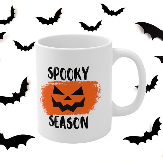 Discover Spooky Season Painted Pumpkin Coffee Mug