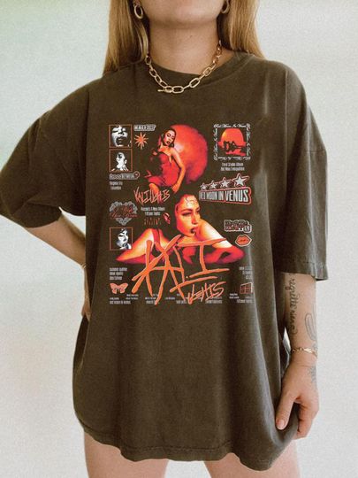 Discover Kali Uchis World Tour 2023 Shirt, Kali Uchis Red Moon In Venus Fall Tour Shirt