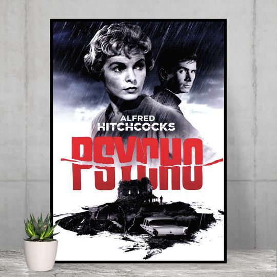 Discover Psycho Poster, Anthony Perkins Wall Art, Rolled Canvas Print, Movie Poster Gift