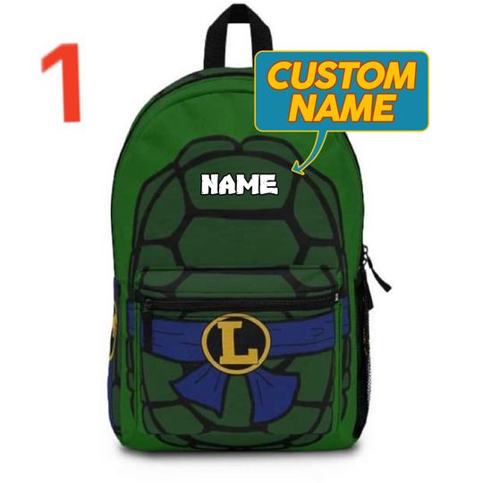 Discover Custom Name Green Turtle Backpack, Kids Customized Backpack