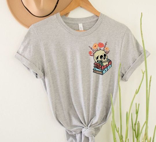 Discover Skull and Books Shirt, Reading T-Shirt, Book Lover Teacher Shirt, Bookworm Shirt, Halloween Books Shirt