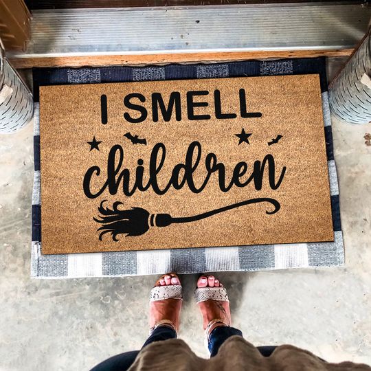 Discover I Smell Children Doormat, Witch Halloween Doormat, Halloween Welcome