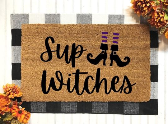Discover Sup Witches Doormat | Fall Welcome Doormat | Witch Doormat | Halloween Decor