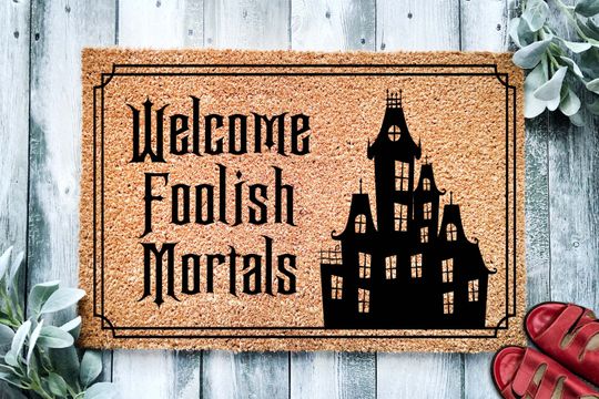 Discover Welcome Foolish Mortals Haunted House Door Mat Witchy Doormat