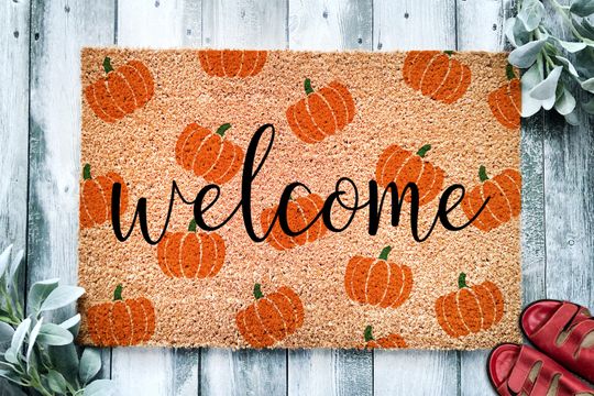 Discover Welcome Pumpkin Pattern Coir Door Mat