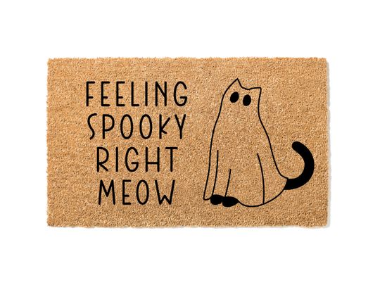 Discover Funny Halloween Ghost Cat Doormat, Feeling Spooky Welcome Mat, Witchy Door Mat, Halloween Decor