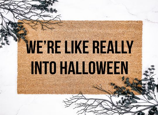 Discover We're Like Really Into Halloween Block Letter Doormat