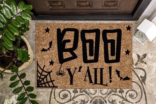 Discover Boo Yall Halloween Door Mat | Funny Doormat Welcome Mat