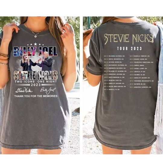Discover 2023 Billy Joel Stevie Nick Two Icons One Night Shirt