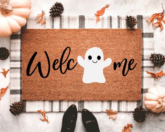Discover Ghost Halloween Doormat | Fall Doormat | Outdoor Halloween Decor | Ghost Decor | Outdoor Fall Decor