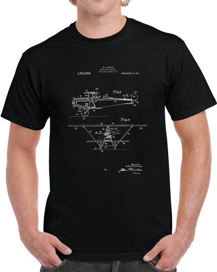 Discover 1919 Vintage Airplane Plane Blueprint Patent T Shirt