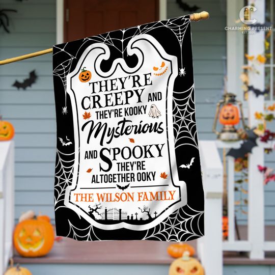 Discover Personalized Halloween Flag, Custom Family Name Halloween Flag, Trick Or Treat Garden Flag, Halloween Flag