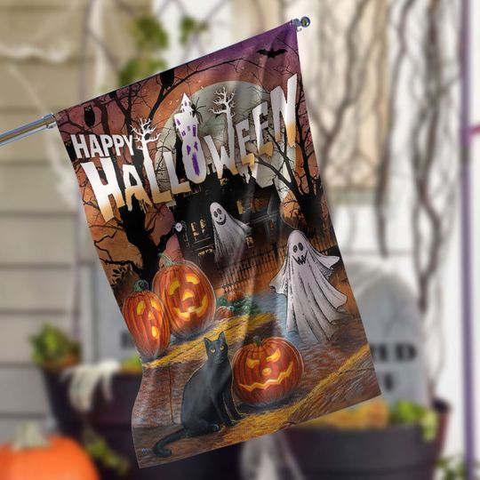 Discover Pumpkin Ghosts House Happy Halloween Garden Flag