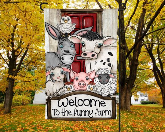 Discover Animal Farm Garden Flag Design, Farm Animals, Funny Farm, Decoration, Garden Flag