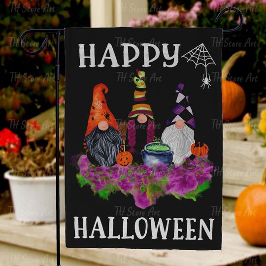 Discover Halloween Gnomes Cute Fall Flag, Spooky Season Halloween Garden Flag