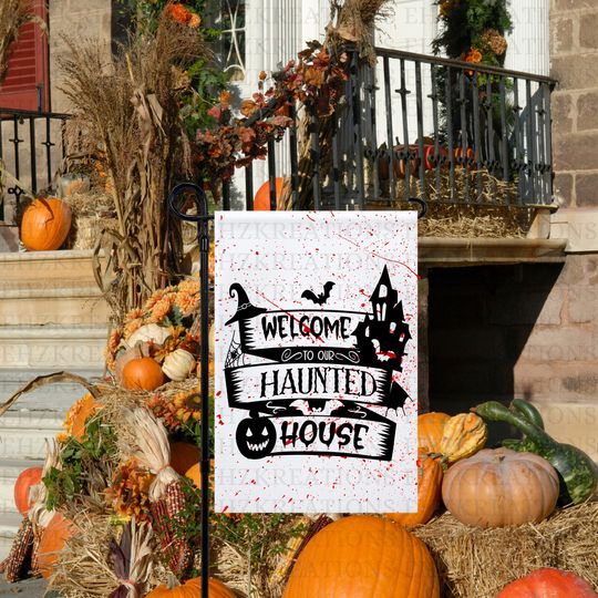 Discover Welcome To Our Haunted Flag, Halloween Garden Flag
