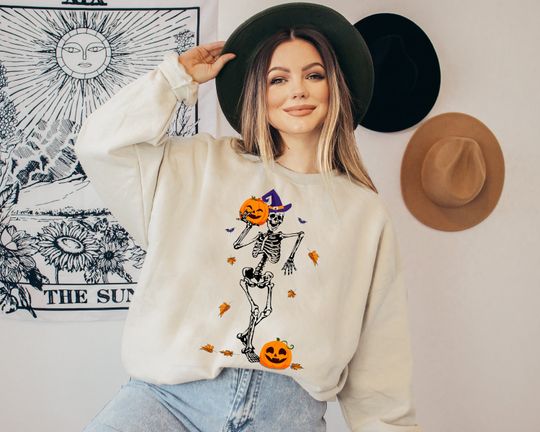 Discover Dancing Skeleton Sweatshirt, Halloween Sweatshirt