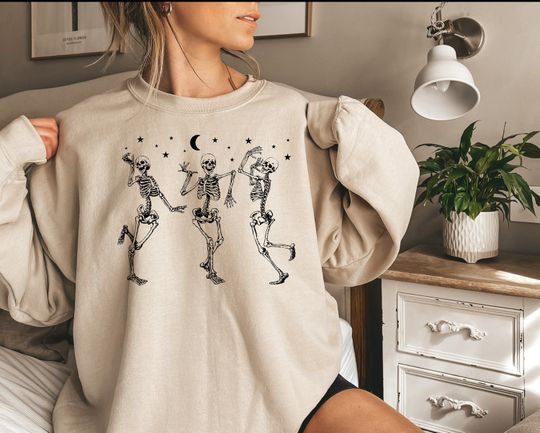 Discover Dancing Skeleton Sweatshirt, Funny Halloween Sweatshirt, Skeleton Sweatshirt