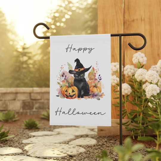 Discover Halloween Garden Flag, Halloween Flag, Black Cat Garden Flag