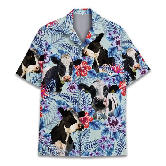 Discover Tropical Holstein Cow Hawaiian Shirts