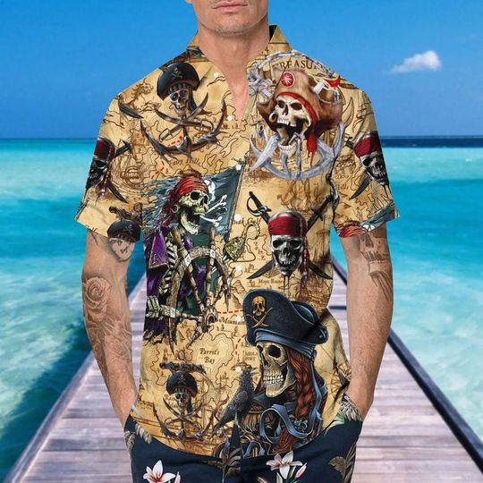 Discover Ghost Pirates Team Skull Hawaiian Shirt