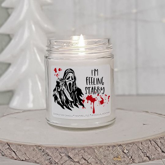 Discover I'm Feeling Stabby Ghostface Halloween Candle Horror Movie Candles