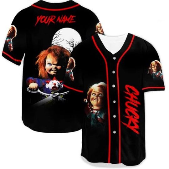 Discover Personalized Horror Doll Chucky Happy Halloween Baseball Jersey Shirt