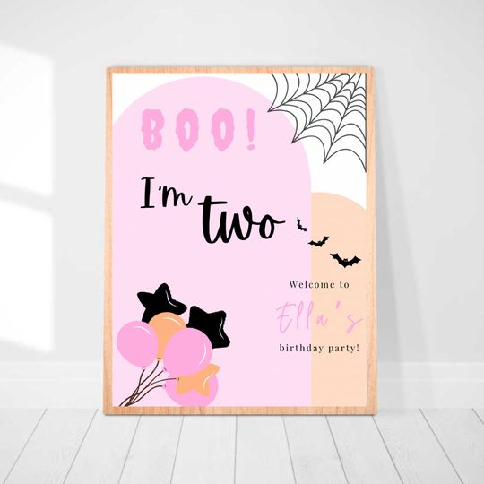Discover Boo Im two girl second birthday girl Halloween birthday party theme spooky birthday October birthday printable editable welcome poster