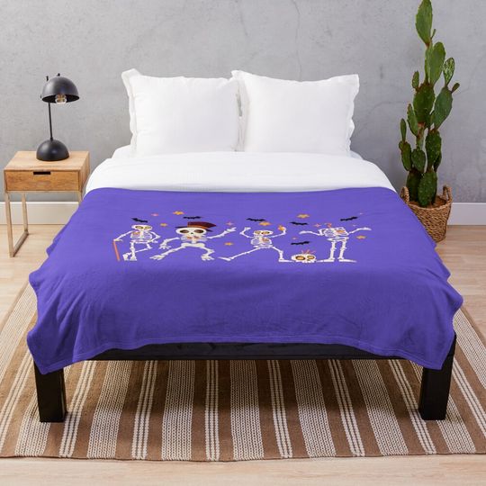 Discover Halloween HN, Dancing Skeletons, Halloween Party  Throw Blanket