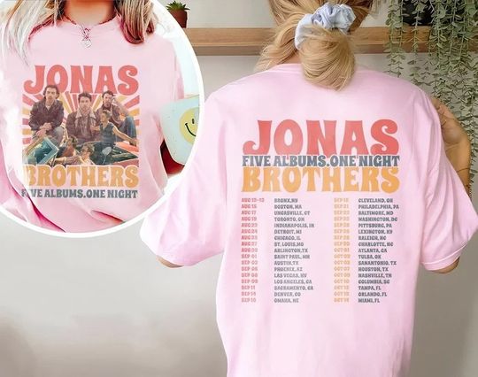 Discover Vintage Jonas Brothers Shirt, Jonas Brothers Five Albums One Night Tour Shirt