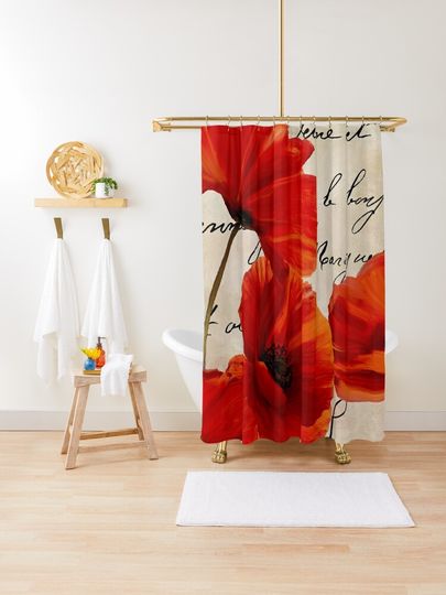 Discover Coquelicots Rouge I | Shower Curtain