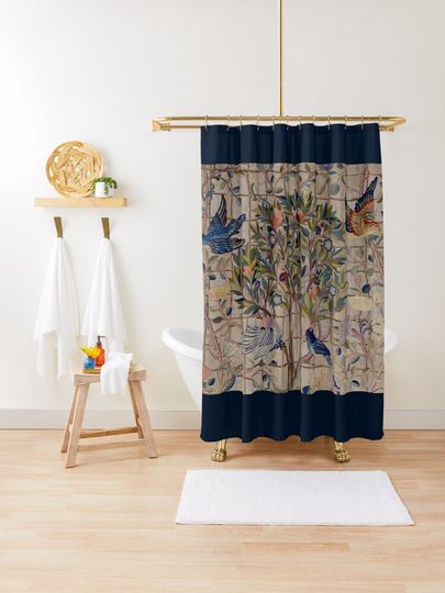 Discover William Morris Kelmscott Trellis Embroidery | Shower Curtain