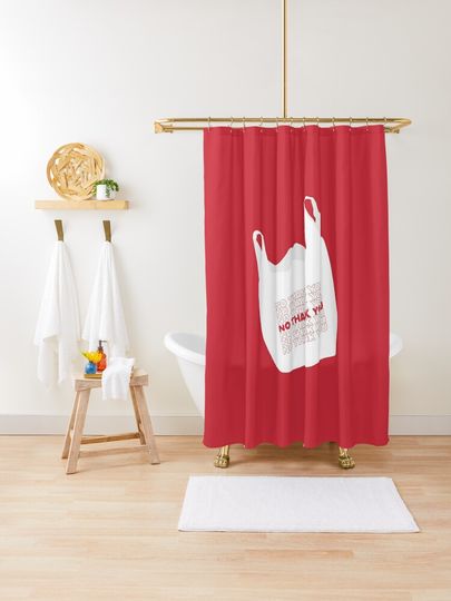 Discover "No Thank You" grocery bag | Shower Curtain