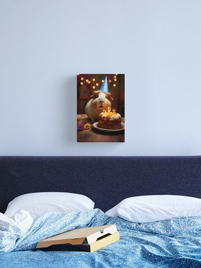 Discover Guinea Pig with a Birthday Cake | Canvas Print